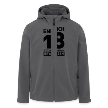 Endlich 18 jetzt muss ich nur noch erwachsen werde - Recycelte Männer Softshell-Jacke von Stanley/Stella - Anthrazit - Vorne - AI Model Male 185 light (185cm)