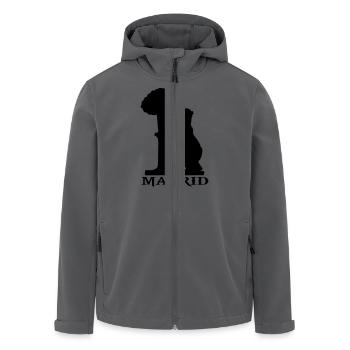Zeichnung Silhouette Bär und Erdbeerbaum Madrid Sp - Recycelte Männer Softshell-Jacke von Stanley/Stella - Anthrazit - Vorne - AI Model Male 185 light (185cm)