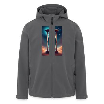 Eine Sanduhr auf einem Wüstensand - Recycelte Männer Softshell-Jacke von Stanley/Stella - Anthrazit - Vorne - AI Model Male 185 light (185cm)