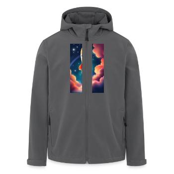 Niedliches Raketenschiff im Weltraum - Recycelte Männer Softshell-Jacke von Stanley/Stella - Anthrazit - Vorne - AI Model Male 185 light (185cm)