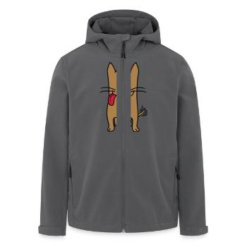Hund Zunge Raus Glücklich Süß Schwänzchen Wackeln - Recycelte Männer Softshell-Jacke von Stanley/Stella - Anthrazit - Vorne - AI Model Male 185 light (185cm)