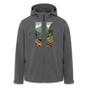 Retro Zug Bild - Recycelte Männer Softshell-Jacke von Stanley/Stella - Anthrazit - Vorne - AI Model Male 185 light (185cm)
