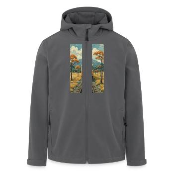 Retro Zug Bild - Recycelte Männer Softshell-Jacke von Stanley/Stella - Anthrazit - Vorne - AI Model Male 185 light (185cm)