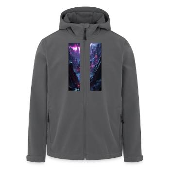 Eine Stadt im Cyberpunk-Tal - Recycelte Männer Softshell-Jacke von Stanley/Stella - Anthrazit - Vorne - AI Model Male 185 light (185cm)