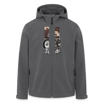 S51 (braun) // Illustration - Recycelte Männer Softshell-Jacke von Stanley/Stella - Anthrazit - Vorne - AI Model Male 185 light (185cm)