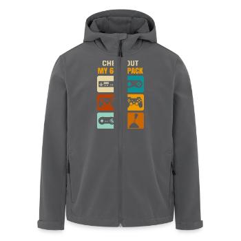Gamer Gaming Check Out My 6 Six Pack - Recycelte Männer Softshell-Jacke von Stanley/Stella - Anthrazit - Vorne - AI Model Male 185 light (185cm)