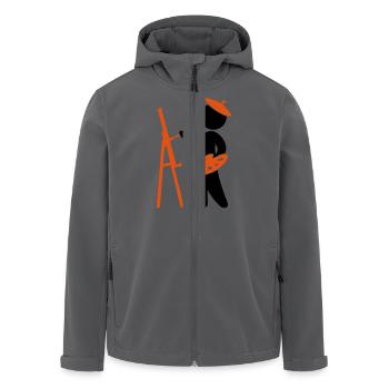 Ein Maler arbeitet an seinem Meisterwerk - Recycelte Männer Softshell-Jacke von Stanley/Stella - Anthrazit - Vorne - AI Model Male 185 light (185cm)