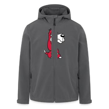 Hund Sitzt Sabbert Spucke Zunge Lustig Dumm Comic - Recycelte Männer Softshell-Jacke von Stanley/Stella - Anthrazit - Vorne - AI Model Male 185 light (185cm)