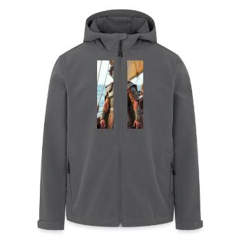 Odysseus, starker Krieger am Bug des Schiffes, Mantelschnabel - Recycelte Männer Softshell-Jacke von Stanley/Stella - Anthrazit - Vorne - AI Model Male 185 light (185cm)