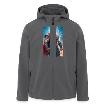 Thor Donnernder nordischer Gott mächtiger Hammer Mjölni - Recycelte Männer Softshell-Jacke von Stanley/Stella - Anthrazit - Vorne - AI Model Male 185 light (185cm)