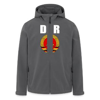 DDR Wappen mit weisser Schrift - Recycelte Männer Softshell-Jacke von Stanley/Stella - Anthrazit - Vorne - AI Model Male 185 light (185cm)