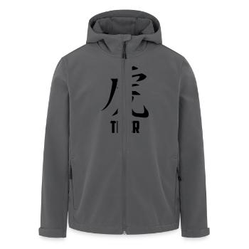 Tiger Kanji Character - Recycelte Männer Softshell-Jacke von Stanley/Stella - Anthrazit - Vorne - AI Model Male 185 light (185cm)