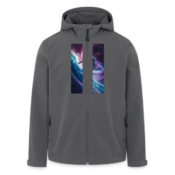 Galaktischer surfender Astronaut - Recycelte Männer Softshell-Jacke von Stanley/Stella - Anthrazit - Vorne - AI Model Male 185 light (185cm)