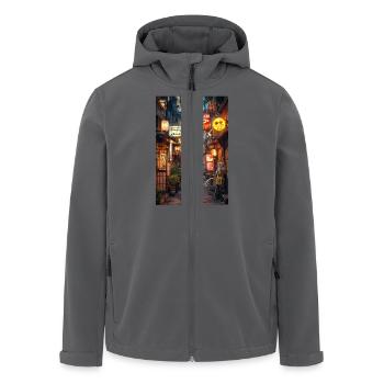 Glühen der Nachtgasse von Tokio - Recycelte Männer Softshell-Jacke von Stanley/Stella - Anthrazit - Vorne - AI Model Male 185 light (185cm)