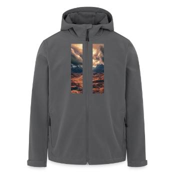 Epischer Sonnenuntergang über dem Highland Valley - Recycelte Männer Softshell-Jacke von Stanley/Stella - Anthrazit - Vorne - AI Model Male 185 light (185cm)