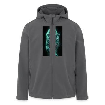 Neonfarbener Jaguar in Bewegung - Recycelte Männer Softshell-Jacke von Stanley/Stella - Anthrazit - Vorne - AI Model Male 185 light (185cm)