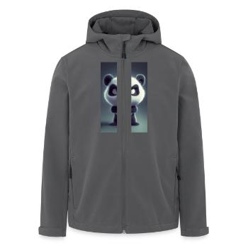 Mürrische Cartoon Panda Stimmung - Recycelte Männer Softshell-Jacke von Stanley/Stella - Anthrazit - Vorne - AI Model Male 185 light (185cm)