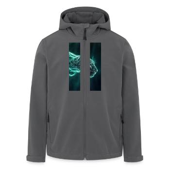 Jaguar der elektrischen Geschwindigkeit - Recycelte Männer Softshell-Jacke von Stanley/Stella - Anthrazit - Vorne - AI Model Male 185 light (185cm)