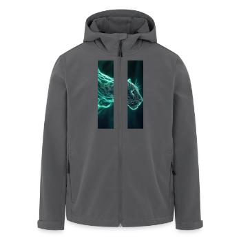 Neonfarbene Jaguar-Geistform - Recycelte Männer Softshell-Jacke von Stanley/Stella - Anthrazit - Vorne - AI Model Male 185 light (185cm)