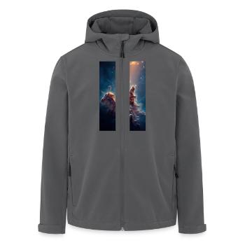 Himmlisches Licht über den Nebelgipfeln - Recycelte Männer Softshell-Jacke von Stanley/Stella - Anthrazit - Vorne - AI Model Male 185 light (185cm)