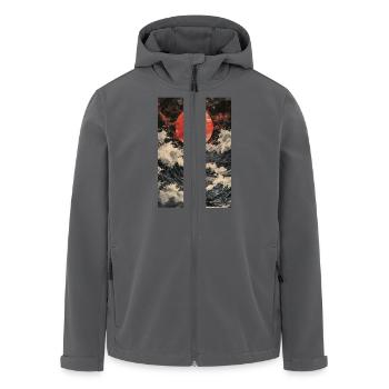 Roter Mond über stürmischem Meer - Recycelte Männer Softshell-Jacke von Stanley/Stella - Anthrazit - Vorne - AI Model Male 185 light (185cm)