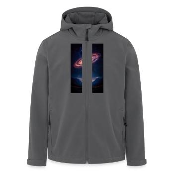 Sternengucker unter einer kosmischen Spirale - Recycelte Männer Softshell-Jacke von Stanley/Stella - Anthrazit - Vorne - AI Model Male 185 light (185cm)