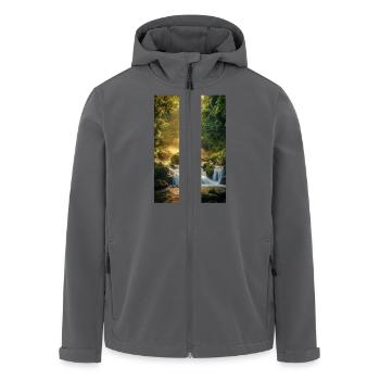Sonnenaufgang über verstecktem Wasserfall - Recycelte Männer Softshell-Jacke von Stanley/Stella - Anthrazit - Vorne - AI Model Male 185 light (185cm)