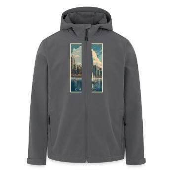 Die Skyline von Chicago mit Segelbooten - Recycelte Männer Softshell-Jacke von Stanley/Stella - Anthrazit - Vorne - AI Model Male 185 light (185cm)