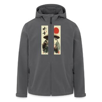Samurai-Katze isst Ramen - Recycelte Männer Softshell-Jacke von Stanley/Stella - Anthrazit - Vorne - AI Model Male 185 light (185cm)