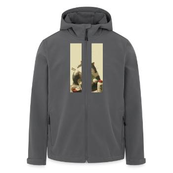 Glückliche Katze liebt Ramen - Recycelte Männer Softshell-Jacke von Stanley/Stella - Anthrazit - Vorne - AI Model Male 185 light (185cm)
