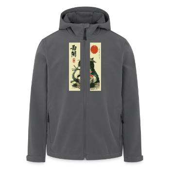 Samurai-Katze genießt Ramen - Recycelte Männer Softshell-Jacke von Stanley/Stella - Anthrazit - Vorne - AI Model Male 185 light (185cm)