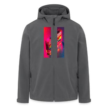 Neon Regenbogen Kassette - Recycelte Männer Softshell-Jacke von Stanley/Stella - Anthrazit - Vorne - AI Model Male 185 light (185cm)