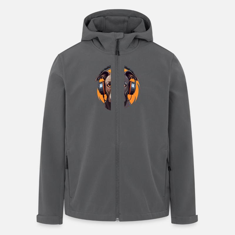 Pitbull mit Kopfhörern Cool - Recycelte Männer Softshell-Jacke von Stanley/Stella - Anthrazit