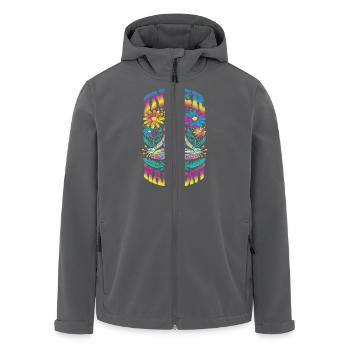 Innerer Harmonie Frosch mit Blumen für ein Yoga - Recycelte Männer Softshell-Jacke von Stanley/Stella - Anthrazit - Vorne - AI Model Male 185 light (185cm)