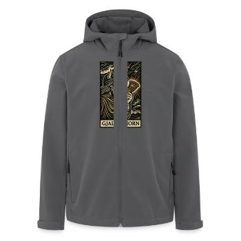 Gjallarhorn – Horn von Ragnarök Wikinger Tarotkunst - Recycelte Männer Softshell-Jacke von Stanley/Stella - Anthrazit - Vorne - AI Model Male 185 light (185cm)