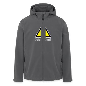 Vorsicht: Stehe unter Strom! - Recycelte Männer Softshell-Jacke von Stanley/Stella - Anthrazit - Vorne - AI Model Male 185 light (185cm)