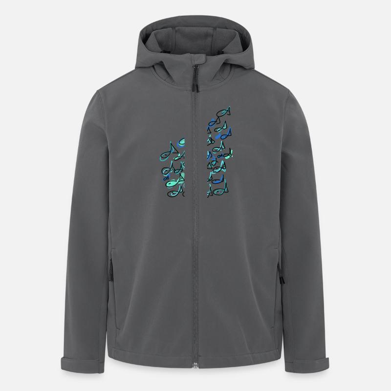 Fische, Fischschwarm, handgezeichnet, illustration - Recycelte Männer Softshell-Jacke von Stanley/Stella - Anthrazit