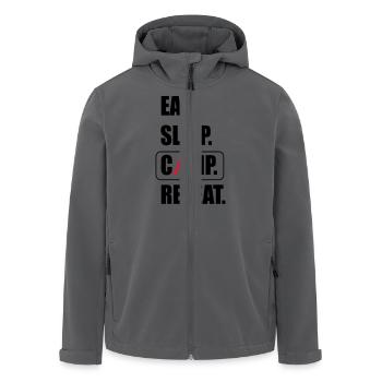 Camping - Recycelte Männer Softshell-Jacke von Stanley/Stella - Anthrazit - Vorne - AI Model Male 185 light (185cm)