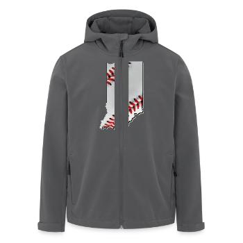 Echter Baseball in der Indiana State Landkarte - Recycelte Männer Softshell-Jacke von Stanley/Stella - Anthrazit - Vorne - AI Model Male 185 light (185cm)