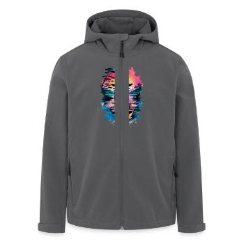 Kirschblüte Japanisch Berg Flusslandschaft - Recycelte Männer Softshell-Jacke von Stanley/Stella - Anthrazit - Vorne - AI Model Male 185 light (185cm)