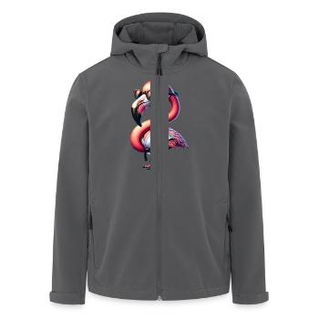 Cooler Karate Flamingo Mit Sonnenbrille - Recycelte Männer Softshell-Jacke von Stanley/Stella - Anthrazit - Vorne - AI Model Male 185 light (185cm)