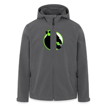 Hund DJ Musik Auflegen Club Disko Schallplatte Fun - Recycelte Männer Softshell-Jacke von Stanley/Stella - Anthrazit - Vorne - AI Model Male 185 light (185cm)