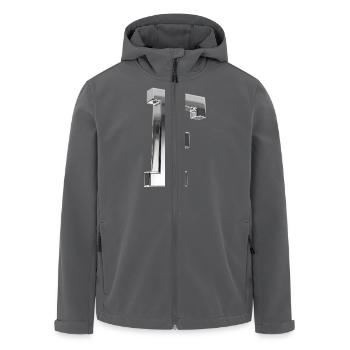 Chrome ,, F " Metallic - Recycelte Männer Softshell-Jacke von Stanley/Stella - Anthrazit - Vorne - AI Model Male 185 light (185cm)