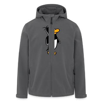 Pinguin guckt lustig vorsichtig zur Seite steht - Recycelte Männer Softshell-Jacke von Stanley/Stella - Anthrazit - Vorne - AI Model Male 185 light (185cm)