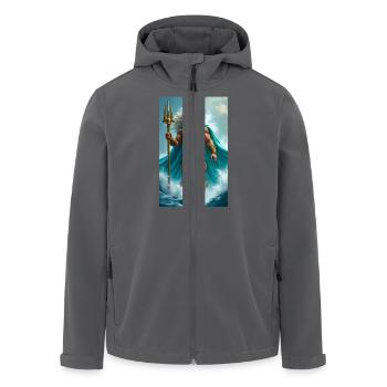 Poseidon, mächtiger Meeresgott mit Dreizack, Wellen - Recycelte Männer Softshell-Jacke von Stanley/Stella - Anthrazit - Vorne - AI Model Male 185 light (185cm)