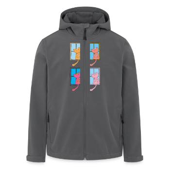 katzen am fenster bunt - Recycelte Männer Softshell-Jacke von Stanley/Stella - Anthrazit - Vorne - AI Model Male 185 light (185cm)