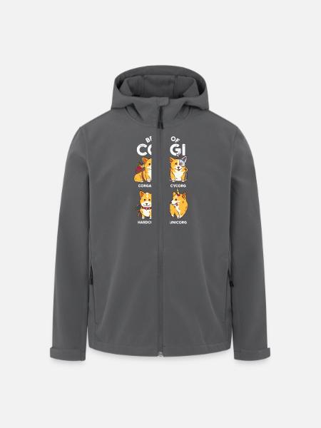 Rassen von Corgis - Hund Welsh Corgi Lustig Welpe - Recycelte Männer Softshell-Jacke von Stanley/Stella - Anthrazit