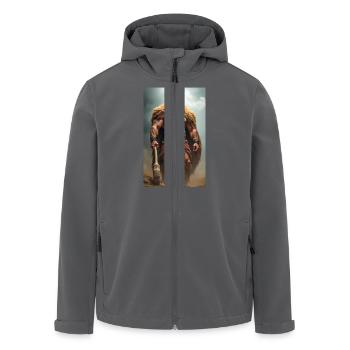 Herakles, muskulöser Krieger im Löwenfell, greifend - Recycelte Männer Softshell-Jacke von Stanley/Stella - Anthrazit - Vorne - AI Model Male 185 light (185cm)