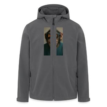 Bitcoin meets Monkey Joe - Recycelte Männer Softshell-Jacke von Stanley/Stella - Anthrazit - Vorne - AI Model Male 185 light (185cm)