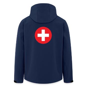 Red circle cross symbol - Men’s Recycled Softshell Jacket by Stanley/Stella - navy - Back - AI Model Male 185 light (185cm)